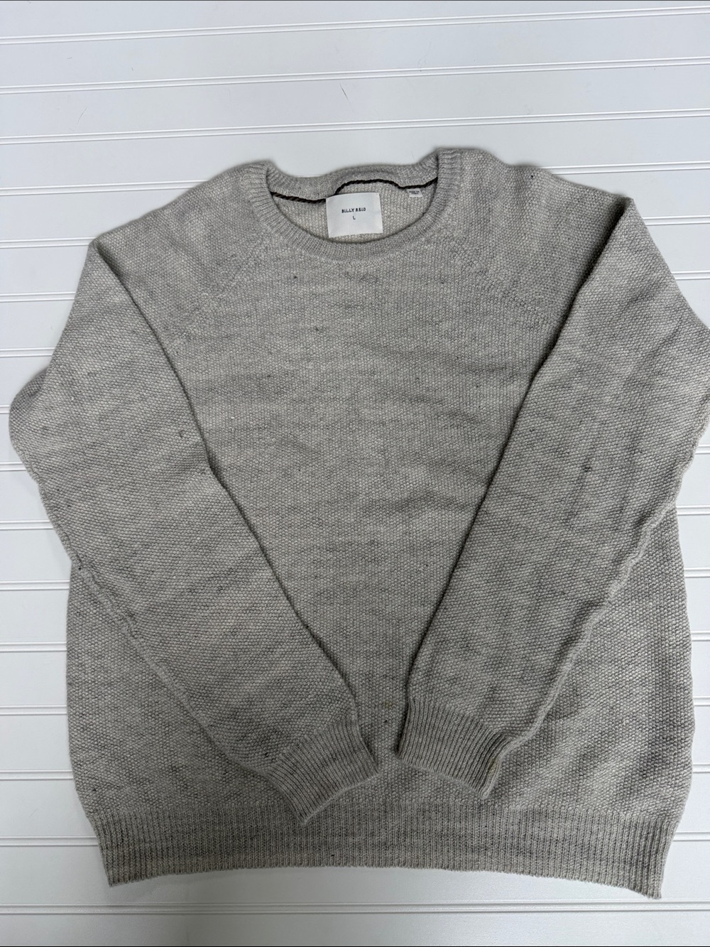 (312Billy Reid Men’s Large Linen Merino Wool Crewneck Sweater Made in Italy Gray